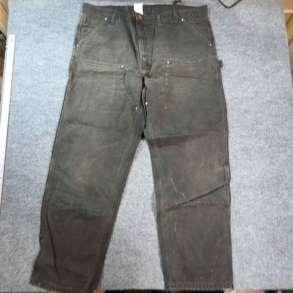 Carhartt B01 Pants Mens 36x34 Black Canvas Double Front Carpenter Workwear USA